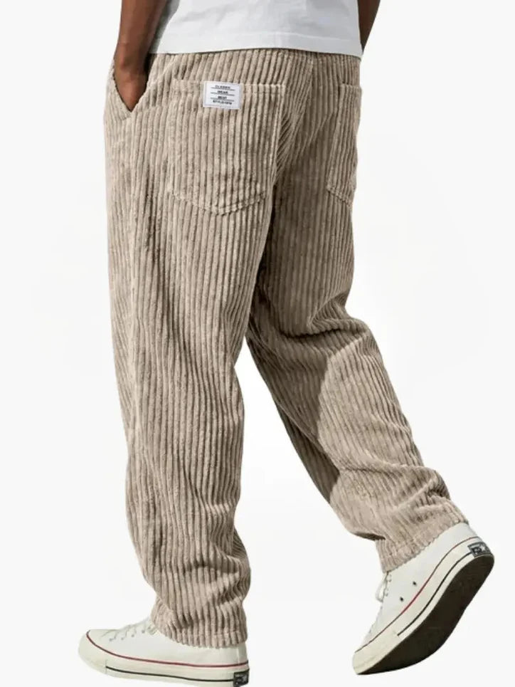 Men’s Relaxed Corduroy Trousers with Drawstring Waist