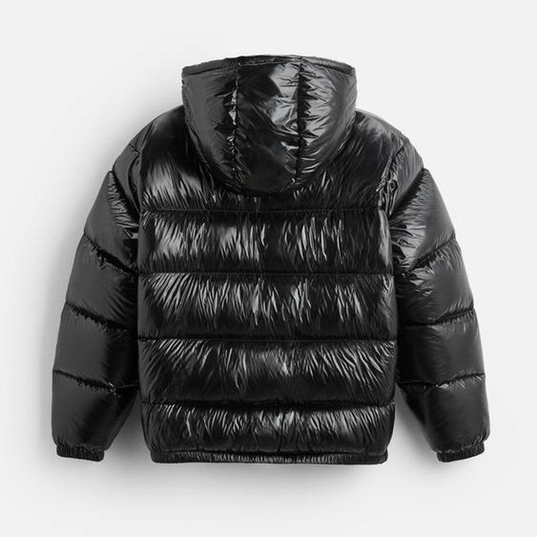 Men’s Lightweight Hooded Puffer Jacket with High Collar