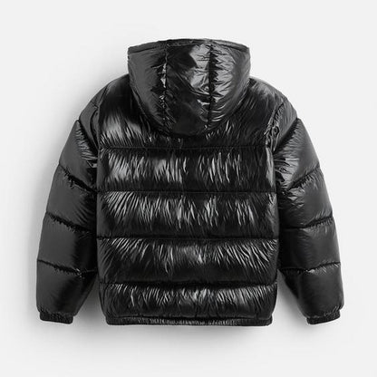 Men’s Lightweight Hooded Puffer Jacket with High Collar