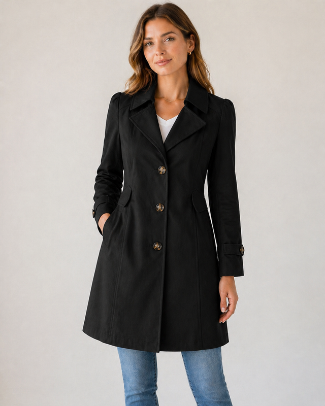 Women’s Short Tailored Cotton Blend Trench Jacket
