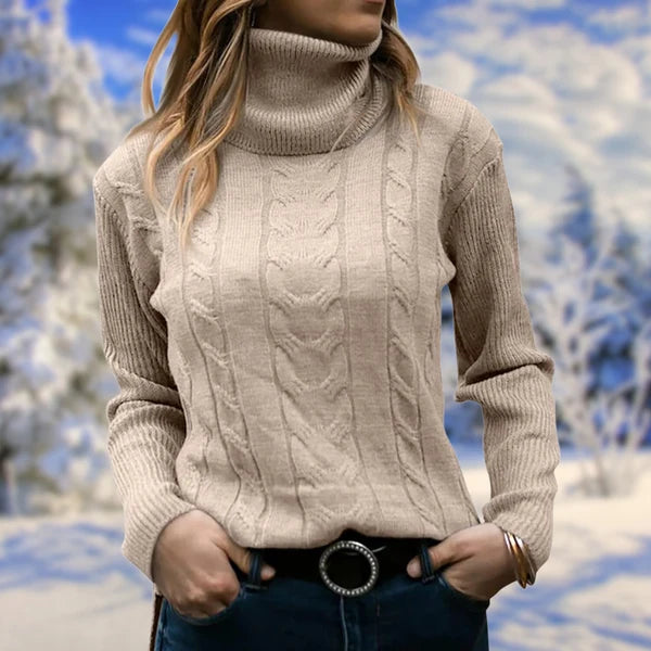 Women’s Slim Fit High-Neck Knit Pullover Sweater for Layering