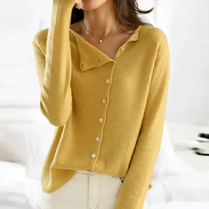 Women’s Asymmetric Button-Front Relaxed Knit Cardigan