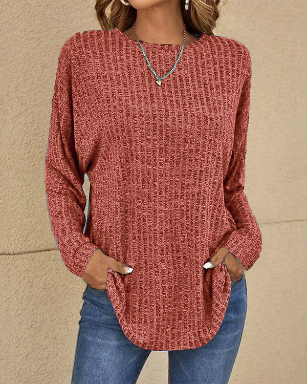 Women’s Soft Cotton Blend Crew Neck Long-Sleeve Sweater