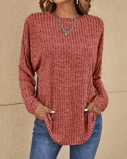 Women’s Soft Cotton Blend Crew Neck Long-Sleeve Sweater