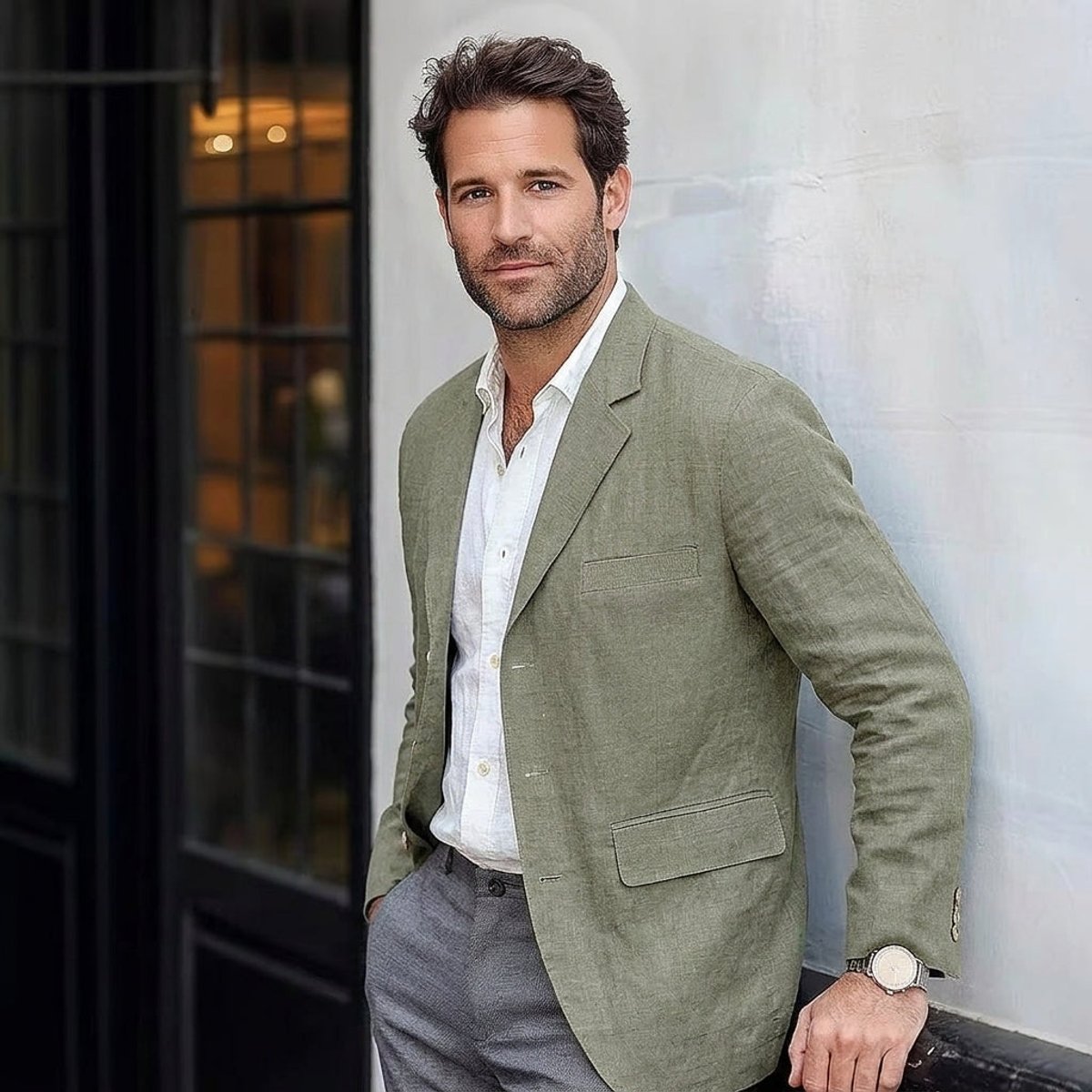 Men’s Relaxed Linen Blend Smart-Casual Blazer