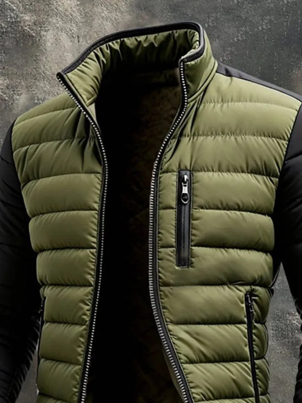 Men’s Quilted High-Neck Tailored Casual Jacket