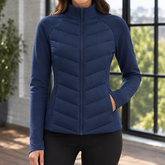 Women’s Chevron Quilted Lightweight Zip Jacket
