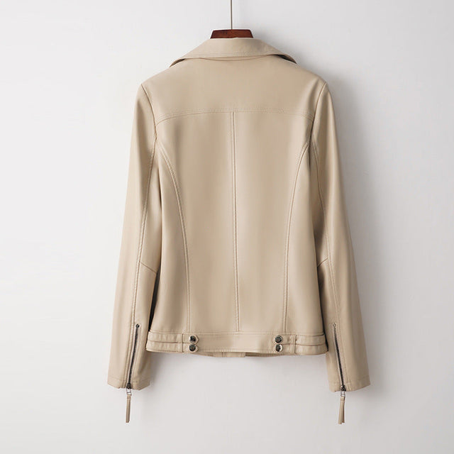Women’s Structured Leather Jacket with Polished Finish