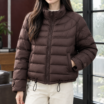 Women’s Cropped Duck Down Jacket with Adjustable Hem
