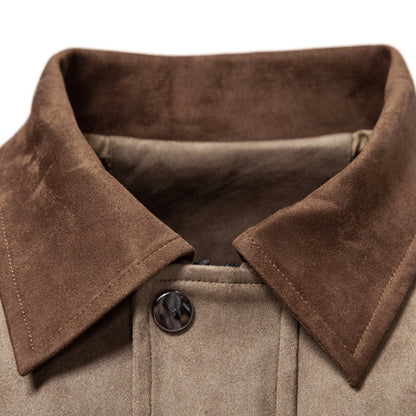 Men's Contrast-Collar Suede-Style Casual Jacket