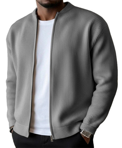 Men’s Lightweight Corduroy Stand-Collar Zip Cardigan
