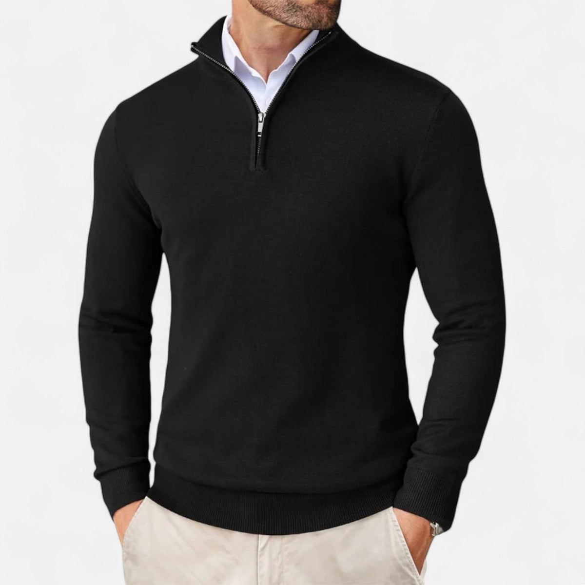 Men’s Lightweight Tailored Zip-Up Knit Sweater