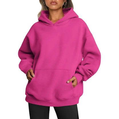 Women’s Oversized Cotton Blend Drop-Shoulder Pullover Hoodie