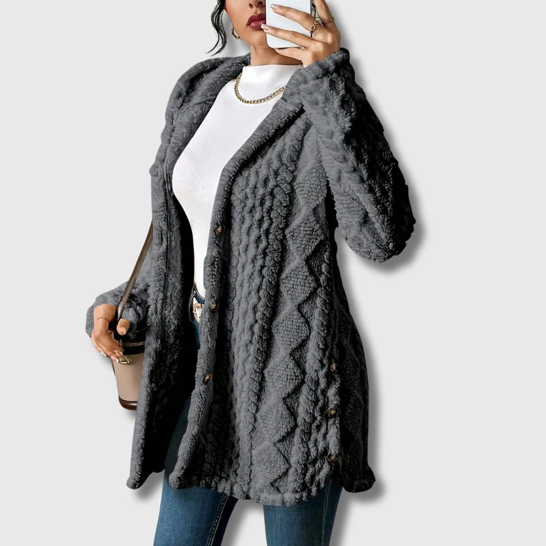 Women’s Soft Teddy Coat with Cozy Hood and Relaxed Fit