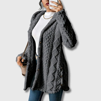 Women’s Soft Teddy Coat with Cozy Hood and Relaxed Fit