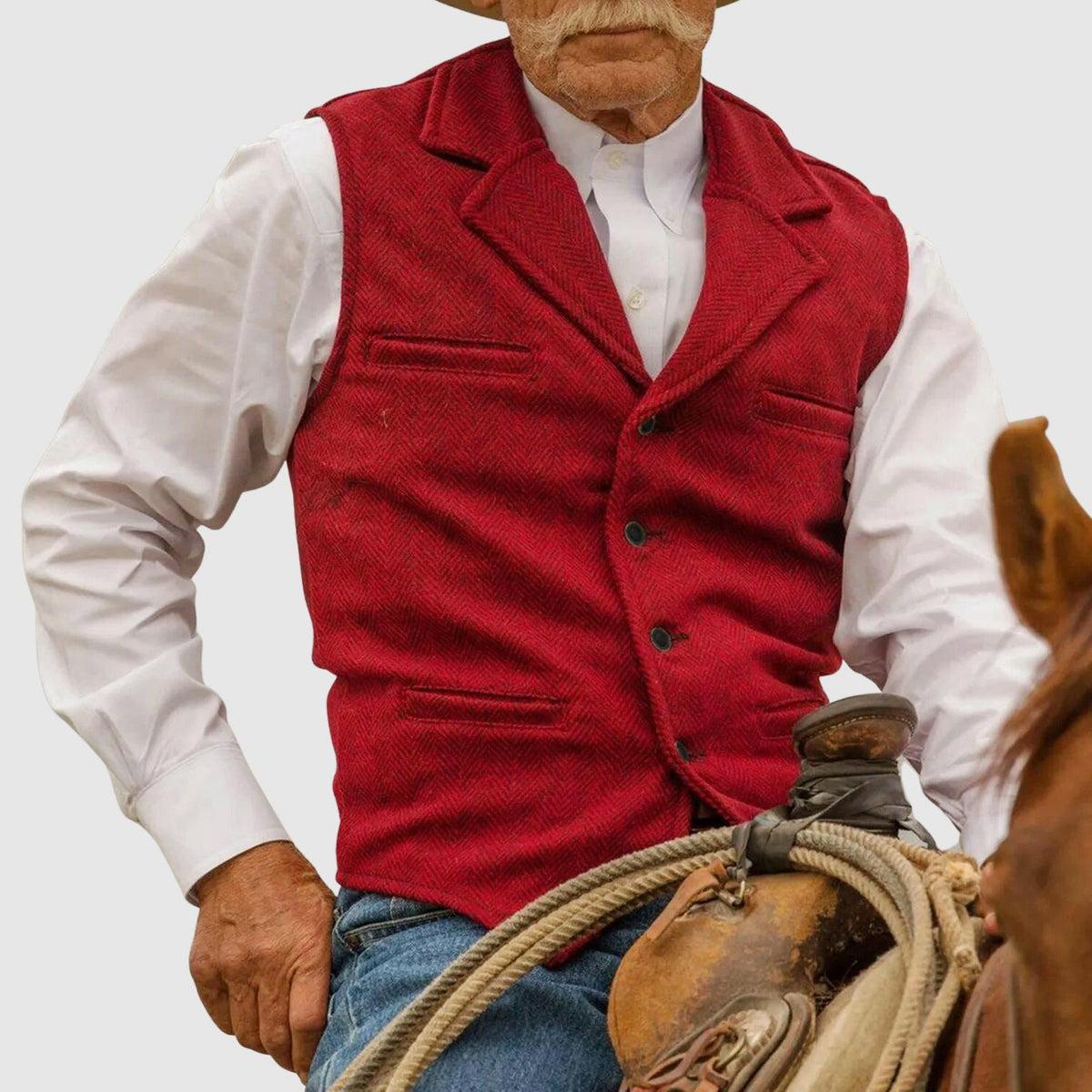 Men’s Vintage Herringbone Tailored Western Vest