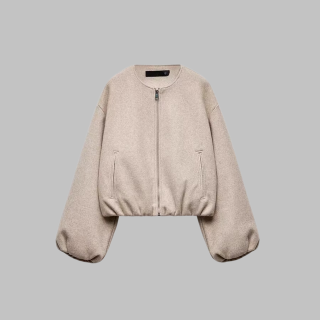 Women’s Cropped Boxy Zip Jacket with Side Pockets