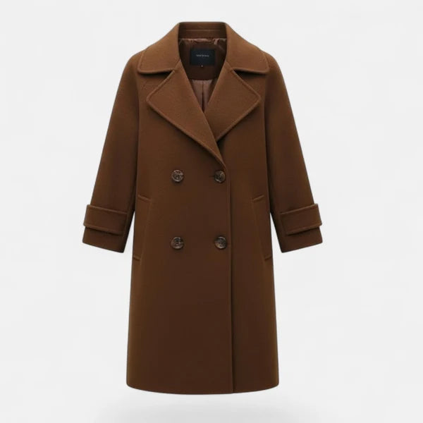 Women’s Slim Double-Breasted Cashmere-Blend Winter Coat