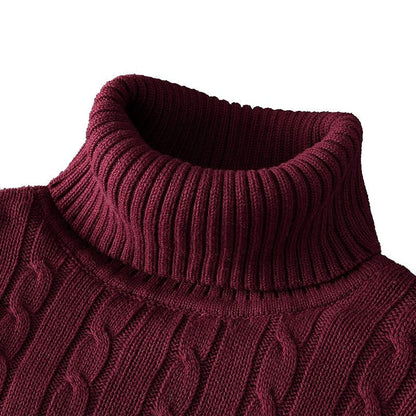 Men’s Textured Cable Knit High-Neck Sweater