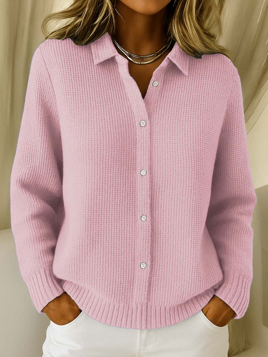 Women’s Collared Button-Front Ribbed Knit Sweater