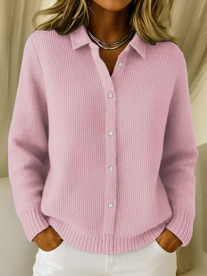 Women’s Collared Button-Front Ribbed Knit Sweater