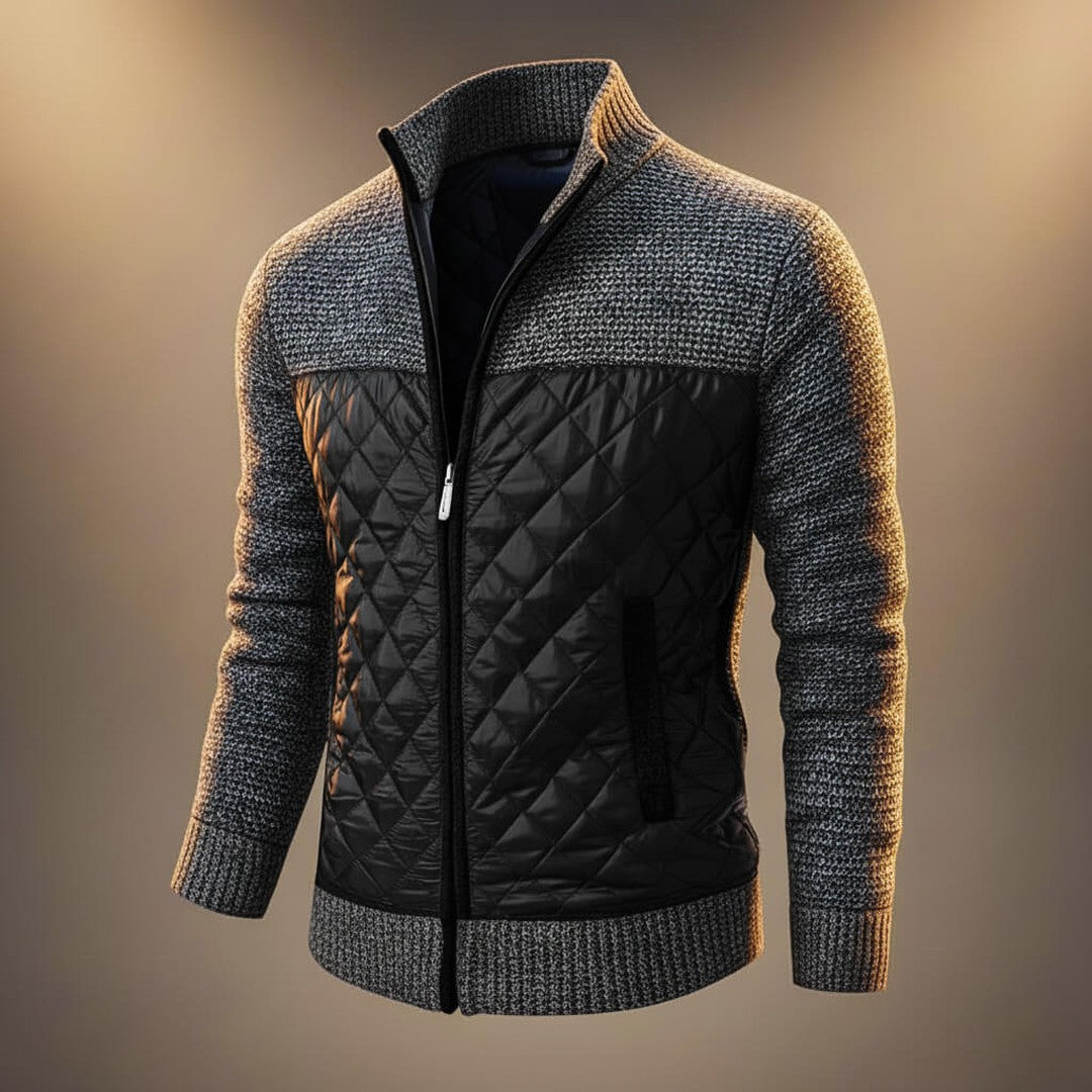 Men’s Chenille Knit Quilted Zip-Front Jacket