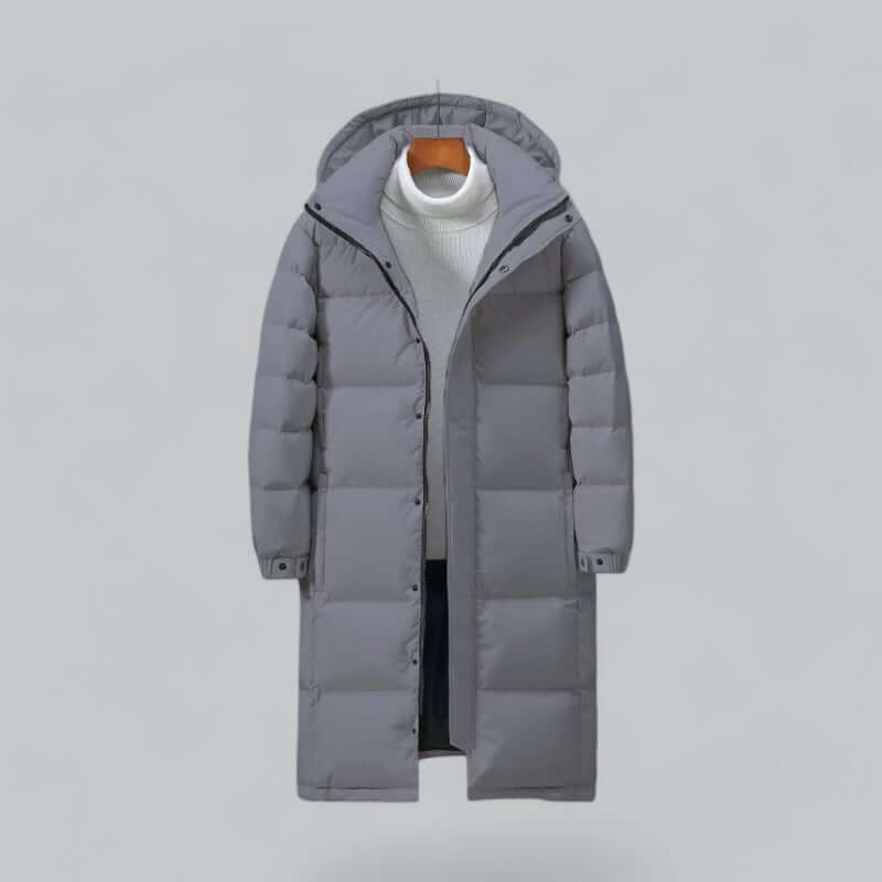 Men’s Longline Quilted Hooded Winter Coat