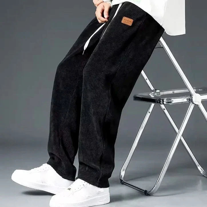 Men’s Wide-Leg Textured Sweatpants with Drawstring Waist