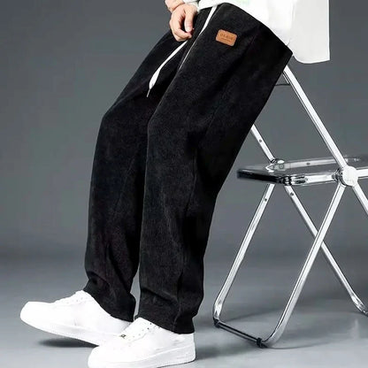 Men’s Wide-Leg Textured Sweatpants with Drawstring Waist