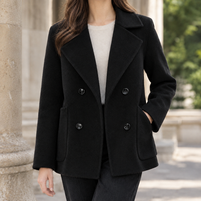 Brushed Relaxed Double-Breasted Short Jacket