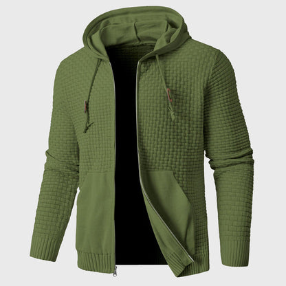 Men’s Textured Knit Full-Zip Hooded Jacket