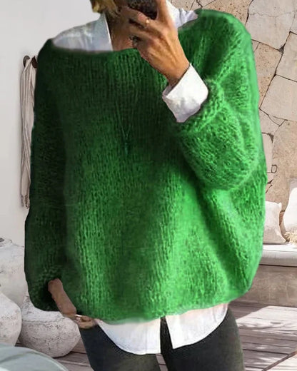 Women’s Soft Fluffy Off-Shoulder Ribbed Knit Sweater