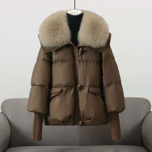 Women’s Padded Winter Jacket with Wide Faux Fur Collar