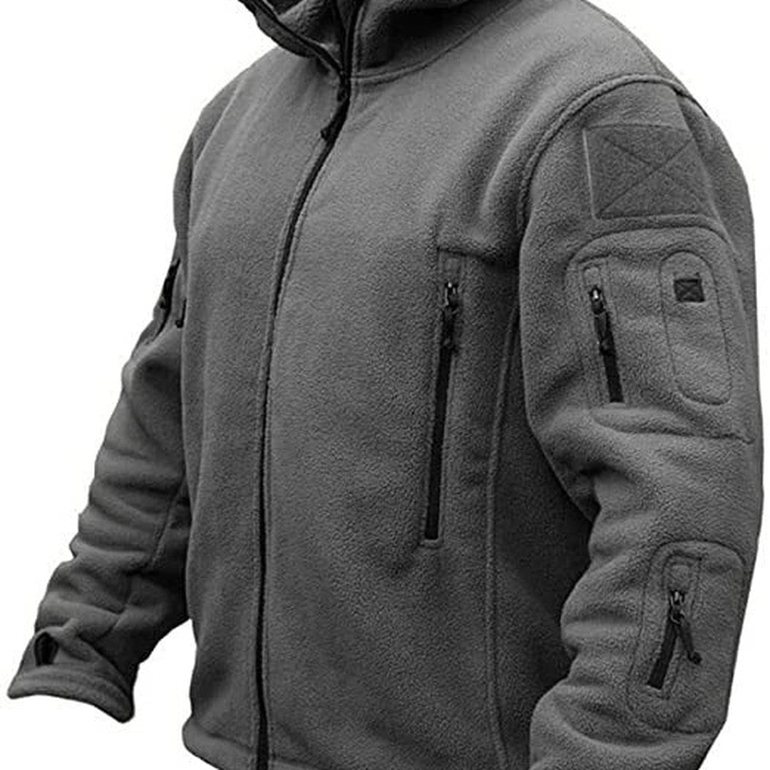 Men’s Fleece-Lined Hooded Multi-Pocket Outdoor Jacket