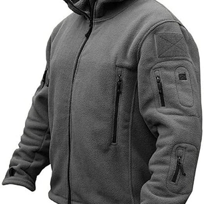 Men’s Fleece-Lined Hooded Multi-Pocket Outdoor Jacket