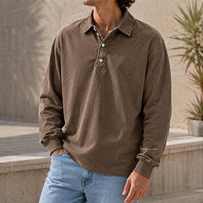 Men’s Vintage Washed Cotton Lapel Shirt