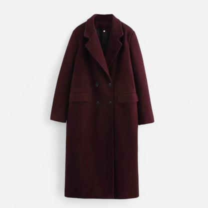 Women’s Classic Double-Breasted Trench Coat with Lapel Collar
