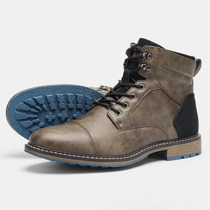 Men’s Leather-Style High-Top Boots with Ankle Support