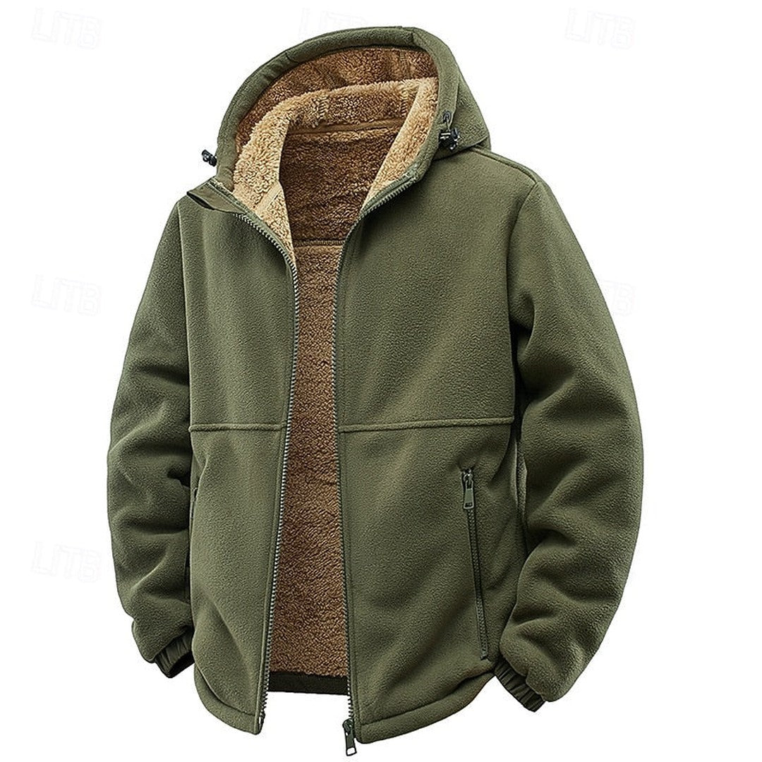 Men’s Plush-Lined Hooded Utility Zip Jacket