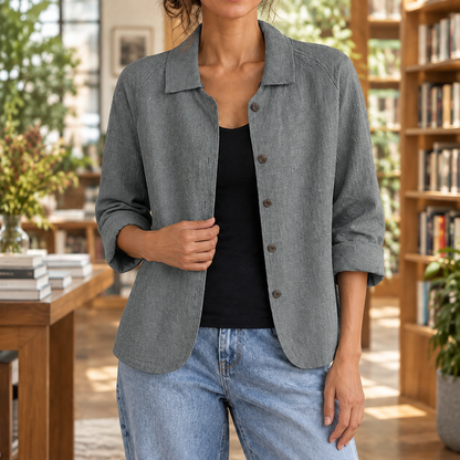 Women’s Soft Woven Relaxed Button Blazer