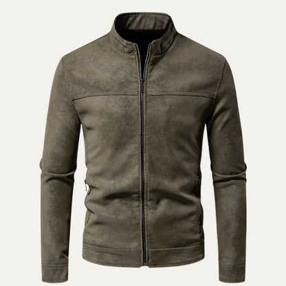 Men’s Asymmetric Zip Leather-Look Moto Jacket