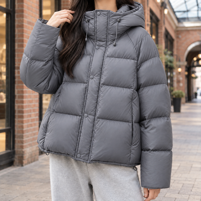 Women’s Relaxed Quilted Duck-Down Hooded Puffer Jacket