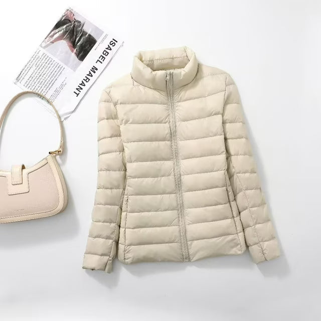 Women’s Tailored Lightweight Quilted Jacket with Stand Collar