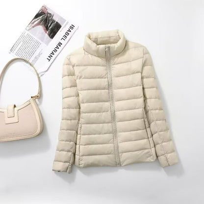 Women’s Tailored Lightweight Quilted Jacket with Stand Collar