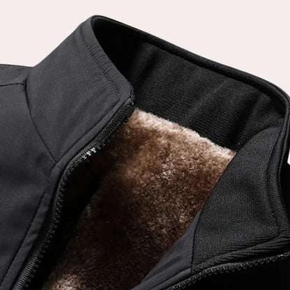 Men’s Plush-Lined Stand-Collar Full-Zip Winter Jacket