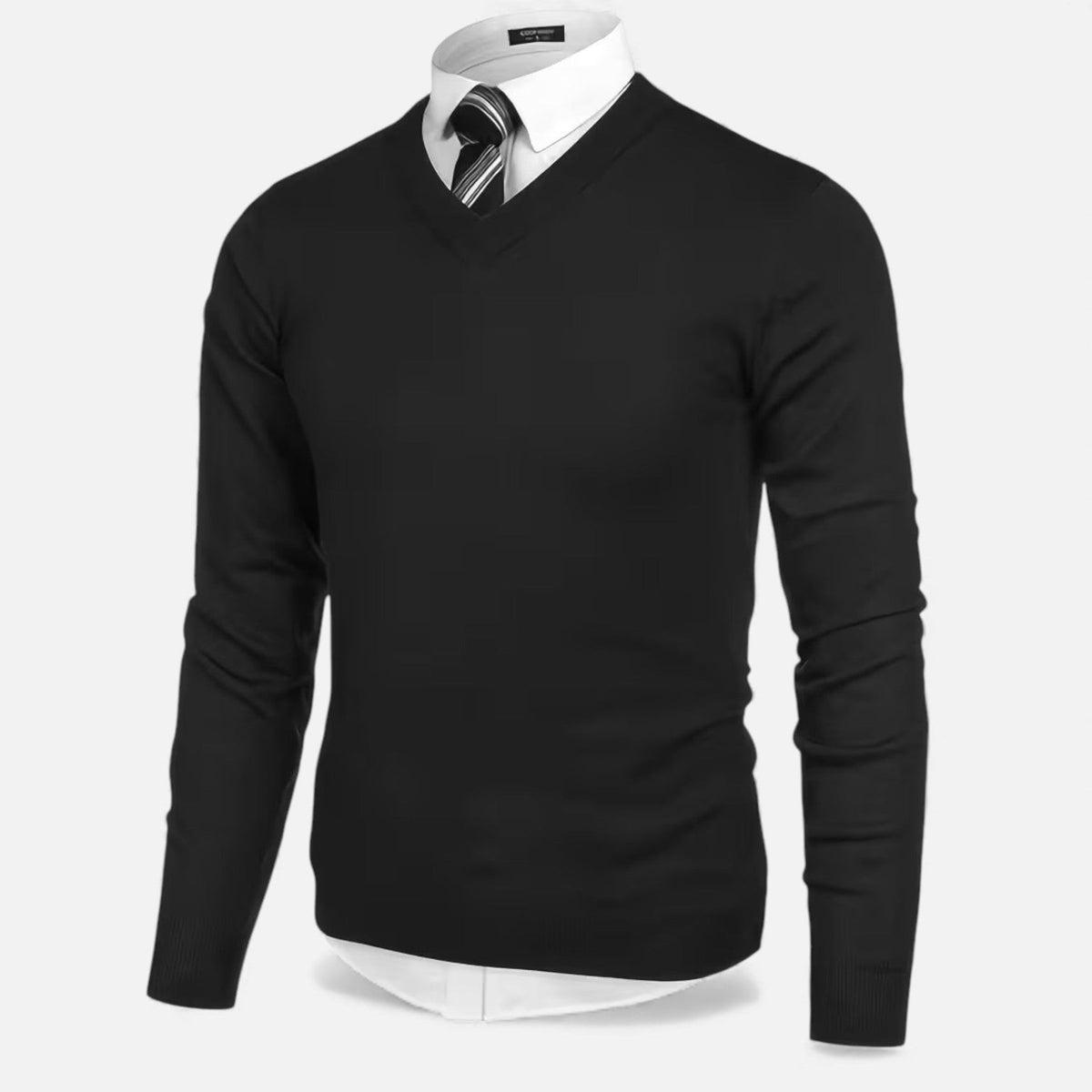 Men’s Medium-Stretch V-Neck Winter Knit Pullover