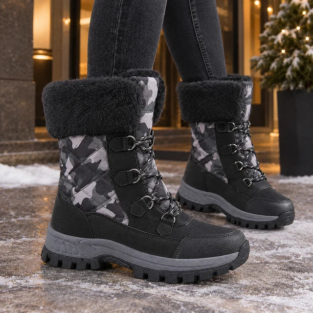 Women’s Leather Fleece-Lined Winter Boots with Lug Sole