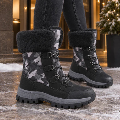 Women’s Leather Fleece-Lined Winter Boots with Lug Sole