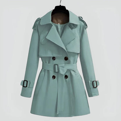 Women’s Double-Breasted Mid-Length Trench Coat for Transitional Weather
