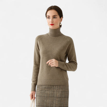 Women’s Merino Wool Cashmere Blend High-Neck Knit Sweater